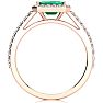 1 1/4 Carat Emerald and Halo Diamond Ring In 14 Karat Rose Gold Image-3