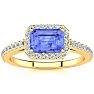 1 1/2 Carat Tanzanite and Halo Diamond Ring In 14 Karat Yellow Gold Image-1