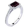 Garnet Ring: Garnet Jewelry: 1 1/2 Carat Garnet and Halo Diamond Ring In 14 Karat White Gold Image-2
