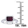 Garnet Ring: Garnet Jewelry: 1 1/2 Carat Garnet and Halo Diamond Ring In 14 Karat White Gold Image-5