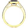 Garnet Ring: Garnet Jewelry: 1 1/2 Carat Garnet and Halo Diamond Ring In 14 Karat Yellow Gold Image-3