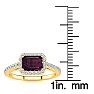 Garnet Ring: Garnet Jewelry: 1 1/2 Carat Garnet and Halo Diamond Ring In 14 Karat Yellow Gold Image-5