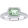 1 1/4 Carat Green Amethyst and Halo Diamond Ring In 14 Karat White Gold Image-1