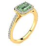 1 1/4 Carat Green Amethyst and Halo Diamond Ring In 14 Karat Yellow Gold Image-2