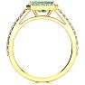 1 1/4 Carat Green Amethyst and Halo Diamond Ring In 14 Karat Yellow Gold Image-3