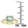 1 1/4 Carat Green Amethyst and Halo Diamond Ring In 14 Karat Yellow Gold Image-5