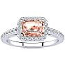 1-1/4 Carat Morganite and Halo Diamond Ring In 14 Karat White Gold Image-1