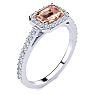 1-1/4 Carat Morganite and Halo Diamond Ring In 14 Karat White Gold Image-2