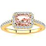 1-1/4 Carat Morganite and Halo Diamond Ring In 14 Karat Yellow Gold Image-1