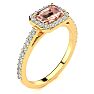 1-1/4 Carat Morganite and Halo Diamond Ring In 14 Karat Yellow Gold Image-2