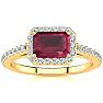 1 1/3 Carat Ruby and Halo Diamond Ring In 14 Karat Yellow Gold Image-1