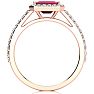 1 1/3 Carat Ruby and Halo Diamond Ring In 14 Karat Rose Gold Image-3