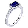 1 1/2 Carat Sapphire and Halo Diamond Ring In 14 Karat White Gold Image-2
