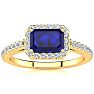 1 1/2 Carat Sapphire and Halo Diamond Ring In 14 Karat Yellow Gold Image-1