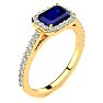 1 1/2 Carat Sapphire and Halo Diamond Ring In 14 Karat Yellow Gold Image-2