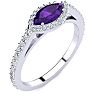 3/4 Carat Marquise Shape Amethyst and Halo Diamond Ring In 14 Karat White Gold Image-2