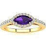 3/4 Carat Marquise Shape Amethyst and Halo Diamond Ring In 14 Karat Yellow Gold Image-1