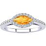 3/4 Carat Marquise Shape Citrine and Halo Diamond Ring In 14 Karat White Gold Image-1