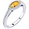 3/4 Carat Marquise Shape Citrine and Halo Diamond Ring In 14 Karat White Gold Image-2