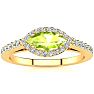 3/4 Carat Marquise Shape Peridot and Halo Diamond Ring In 14 Karat Yellow Gold Image-1