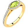 3/4 Carat Marquise Shape Peridot and Halo Diamond Ring In 14 Karat Yellow Gold Image-2