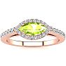 3/4 Carat Marquise Shape Peridot and Halo Diamond Ring In 14 Karat Rose Gold Image-1