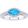 1 Carat Marquise Shape Blue Topaz and Halo Diamond Ring In 14 Karat White Gold Image-1