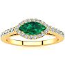 3/4 Carat Marquise Shape Emerald and Halo Diamond Ring In 14 Karat Yellow Gold Image-1