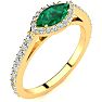 3/4 Carat Marquise Shape Emerald and Halo Diamond Ring In 14 Karat Yellow Gold Image-2