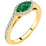 3/4 Carat Marquise Shape Emerald and Halo Diamond Ring In 14 Karat Yellow Gold Image-2