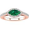 3/4 Carat Marquise Shape Emerald and Halo Diamond Ring In 14 Karat Rose Gold Image-1