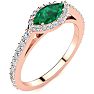 3/4 Carat Marquise Shape Emerald and Halo Diamond Ring In 14 Karat Rose Gold Image-2