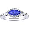 3/4 Carat Marquise Shape Tanzanite and Halo Diamond Ring In 14 Karat White Gold Image-1