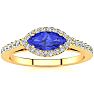 3/4 Carat Marquise Shape Tanzanite and Halo Diamond Ring In 14 Karat Yellow Gold Image-1