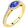 3/4 Carat Marquise Shape Tanzanite and Halo Diamond Ring In 14 Karat Yellow Gold Image-2