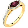 Garnet Ring: Garnet Jewelry: 1 Carat Marquise Shape Garnet and Halo Diamond Ring In 14 Karat Yellow Gold Image-2