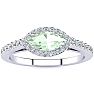 3/4 Carat Marquise Shape Green Amethyst and Halo Diamond Ring In 14 Karat White Gold Image-1