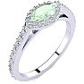 3/4 Carat Marquise Shape Green Amethyst and Halo Diamond Ring In 14 Karat White Gold Image-2