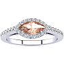 3/4 Carat Marquise Shape Morganite and Halo Diamond Ring In 14 Karat White Gold