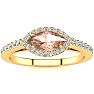 3/4 Carat Marquise Shape Morganite and Halo Diamond Ring In 14 Karat Yellow Gold Image-1