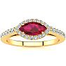 1 Carat Marquise Shape Ruby and Halo Diamond Ring In 14 Karat Yellow Gold Image-1