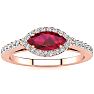 1 Carat Marquise Shape Ruby and Halo Diamond Ring In 14 Karat Rose Gold Image-1