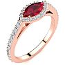 1 Carat Marquise Shape Ruby and Halo Diamond Ring In 14 Karat Rose Gold Image-2