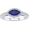 1 Carat Marquise Shape Sapphire and Halo Diamond Ring In 14 Karat White Gold Image-1