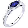 1 Carat Marquise Shape Sapphire and Halo Diamond Ring In 14 Karat White Gold Image-2