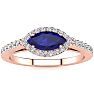 1 Carat Marquise Shape Sapphire and Halo Diamond Ring In 14 Karat Rose Gold Image-1