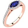 1 Carat Marquise Shape Sapphire and Halo Diamond Ring In 14 Karat Rose Gold Image-2