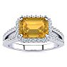 1 1/3 Carat Antique Citrine and Halo Diamond Ring In 14 Karat White Gold Image-1