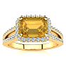 1 1/3 Carat Antique Citrine and Halo Diamond Ring In 14 Karat Yellow Gold Image-1