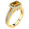 1 1/3 Carat Antique Citrine and Halo Diamond Ring In 14 Karat Yellow Gold Image-2